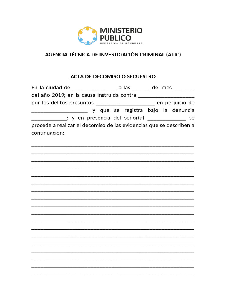 Acta de Decomiso | PDF | Crímenes | Crimen y violencia
