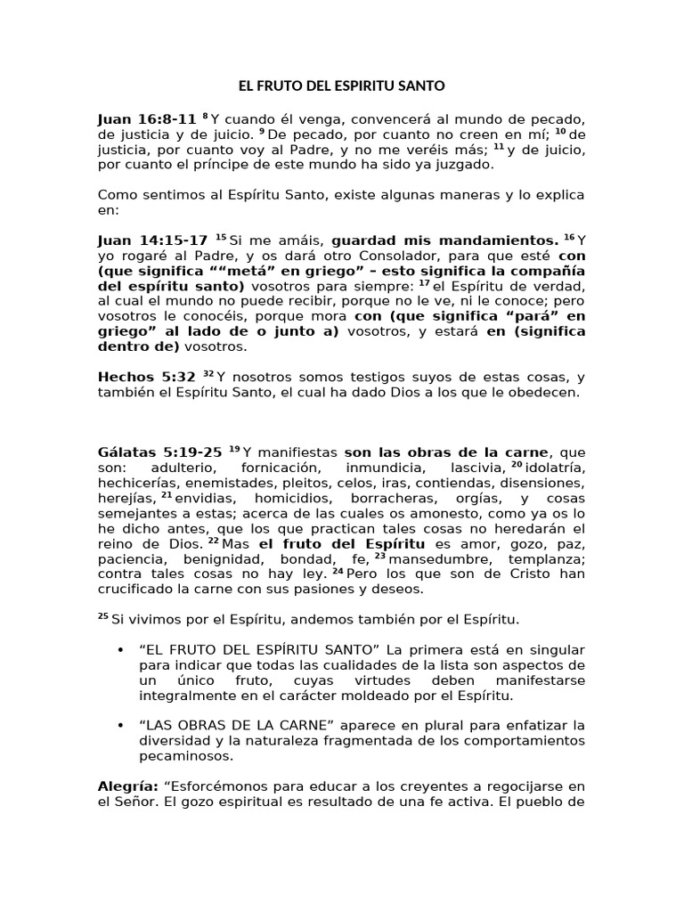 El Fruto Del Espiritu Santo - Temaa para El Martes | PDF | Fruto Del ...
