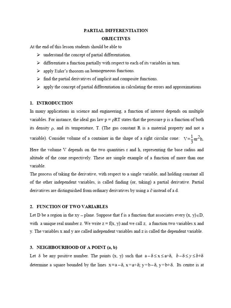Partial Differentiation | PDF | Derivative | Variable (Mathematics)