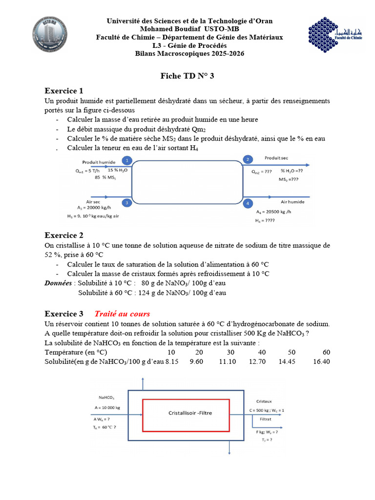 Fiche TD 3 Bilan Macro. 25 26 | PDF | Bicarbonate de sodium | Eau