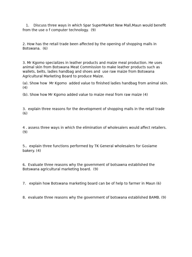 Commerce Revision Questions - JUNE 2025 | PDF