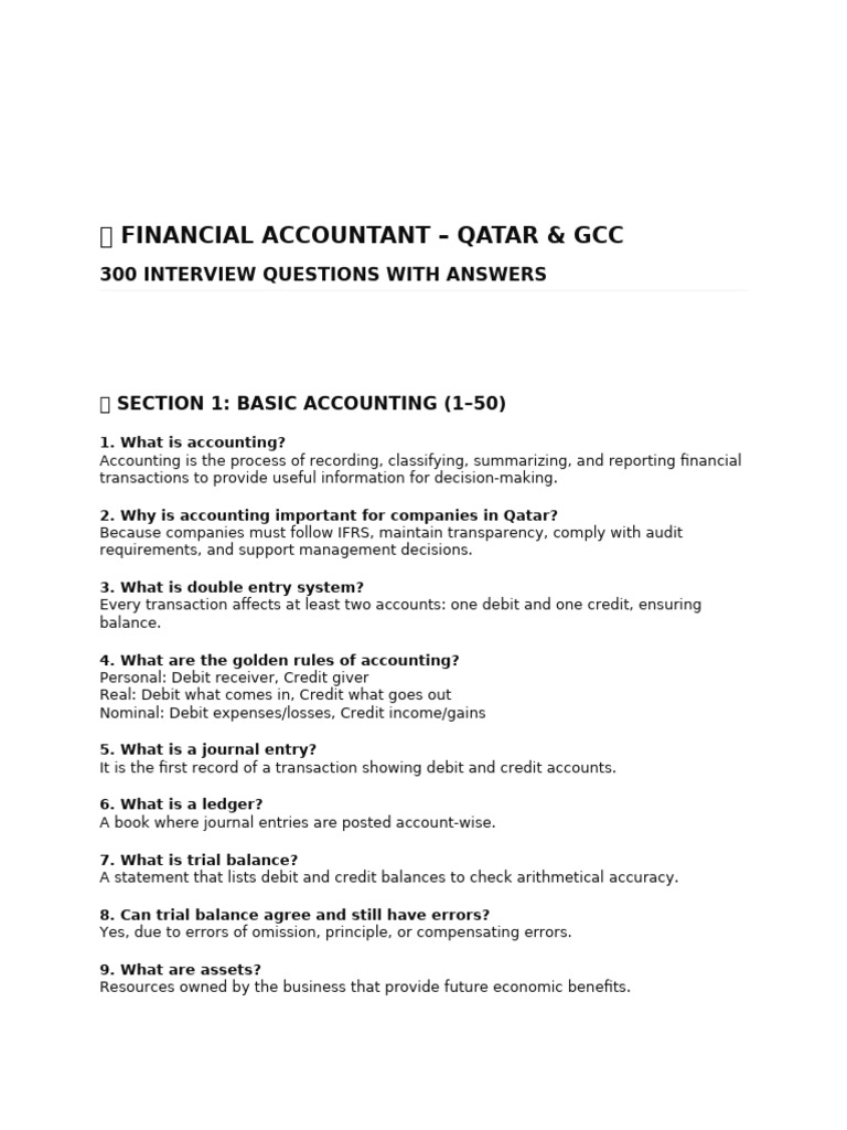 Financial Accounting Interview Q& A | PDF | Debits And Credits ...
