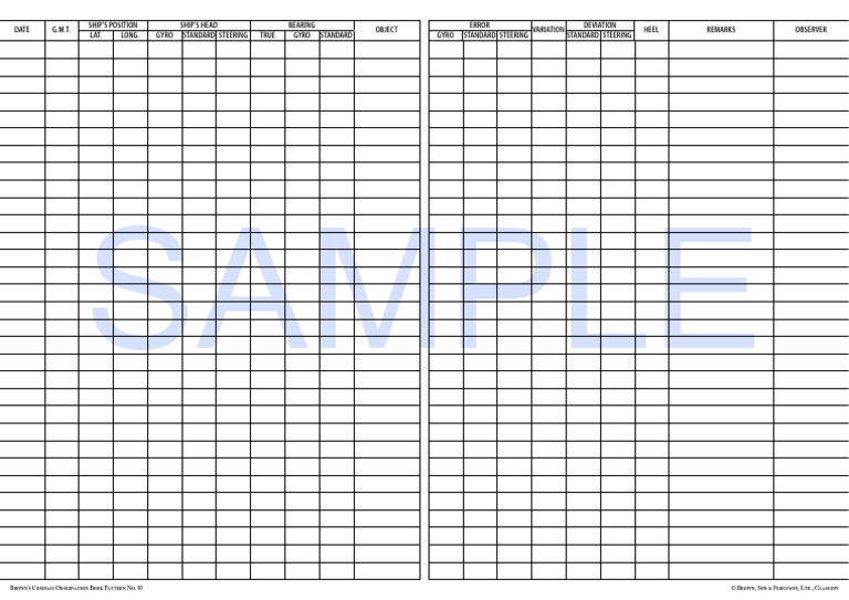 Brown Son and Ferguson Compass Observation Book Sample | PDF