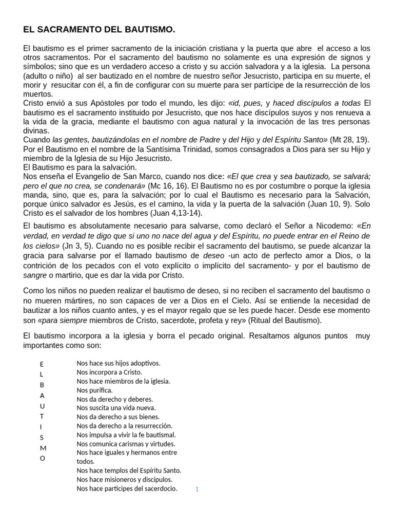 El sacramento del bautismo | PDF | Bautismo | Sacerdote
