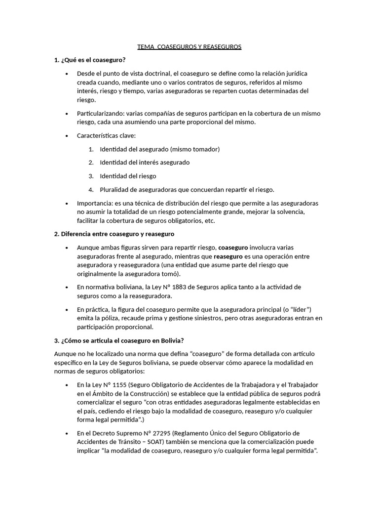 Coaseguros y Reaseguros | PDF | Seguro | Reaseguro