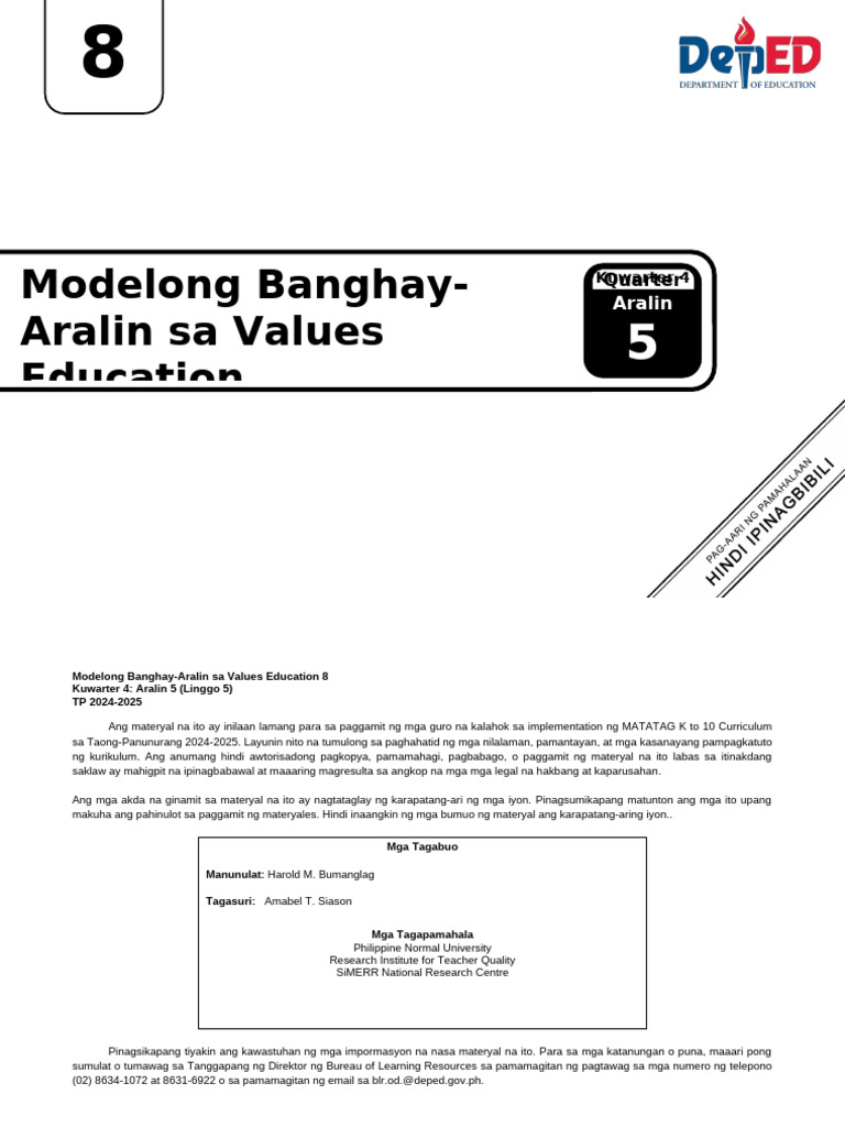Q4 - LE - VE 8 - Lesson 5 - Week 5 | PDF