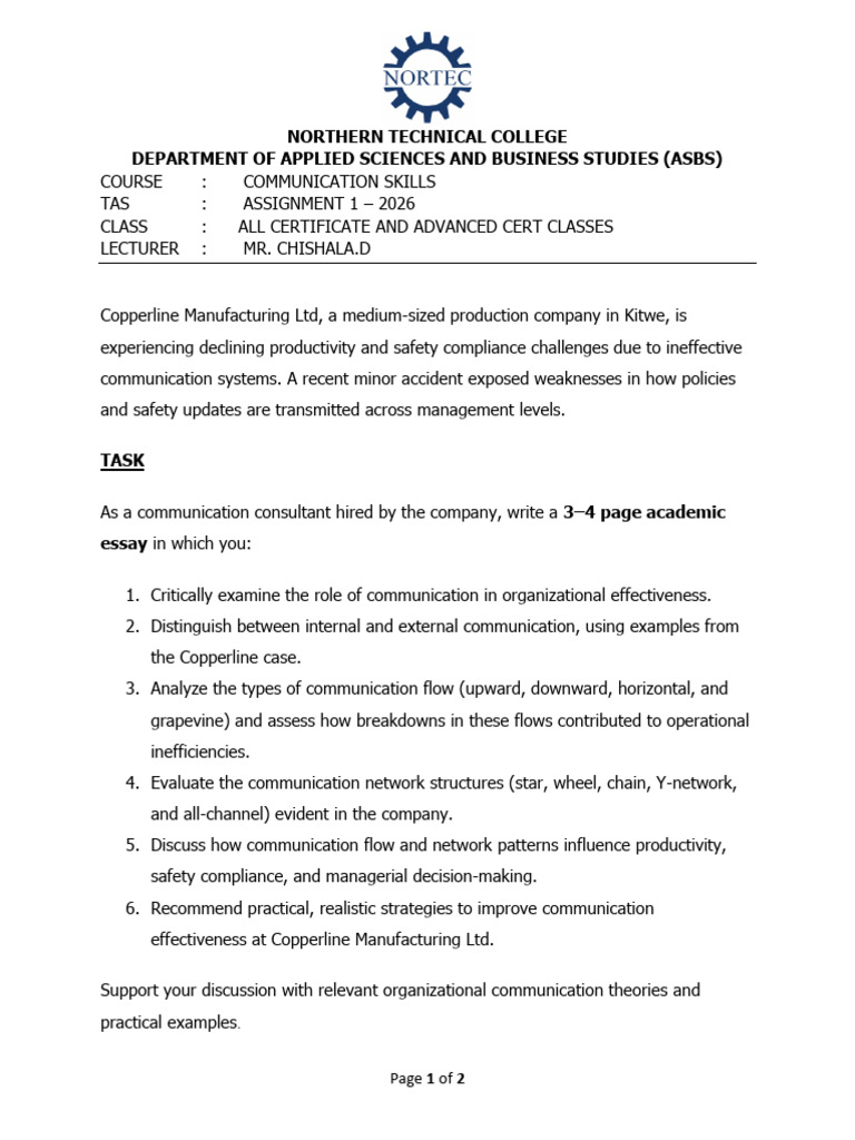 Term One Assignment 2026 | PDF