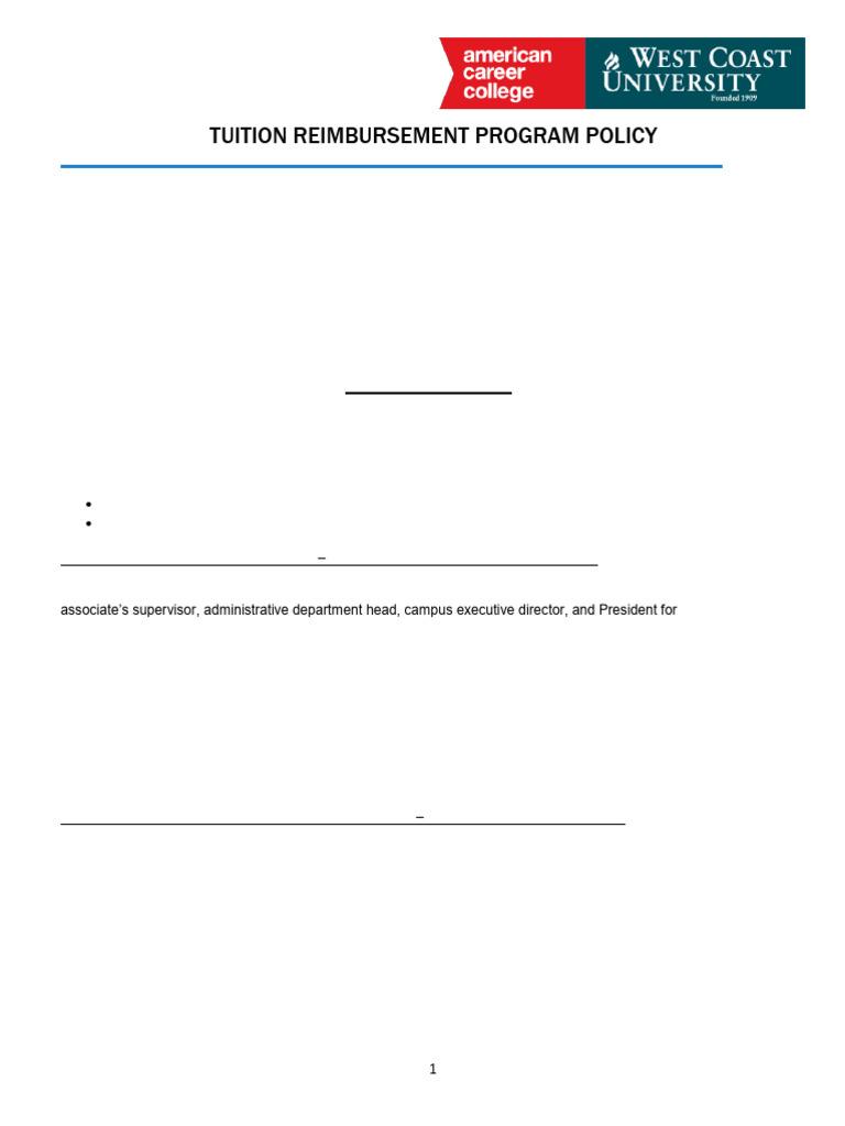 Tuition Reimbursement Policy | PDF | Fee | Academic Degree