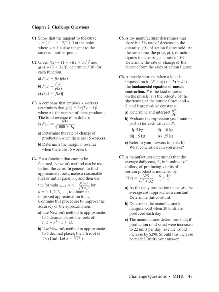 018 Chapter 2 Challenge Questions | PDF | Mathematics