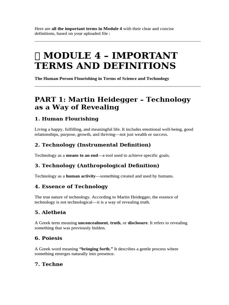 Here Are All The Important Terms in Module 4 With | PDF ...