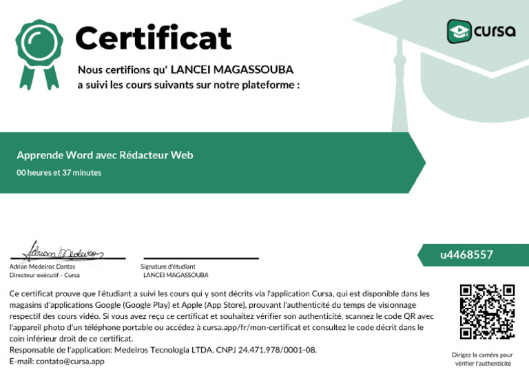 Certificat Tady | PDF