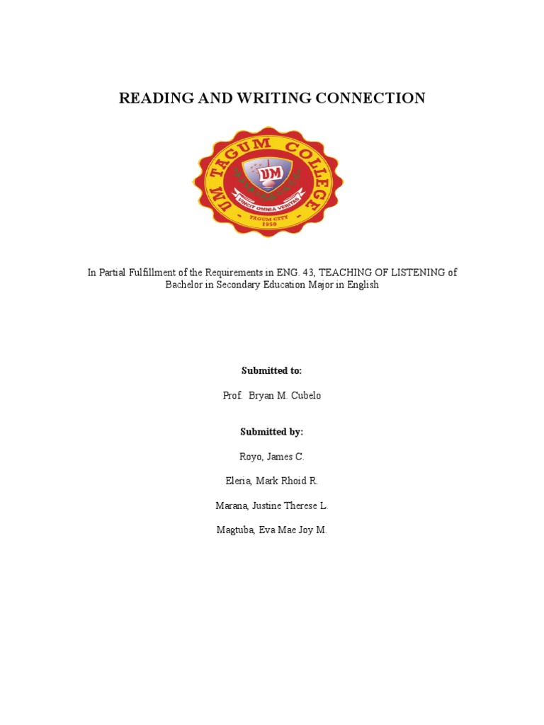 Reading and Writing Connection | PDF | Reading (Process) | Reading ...
