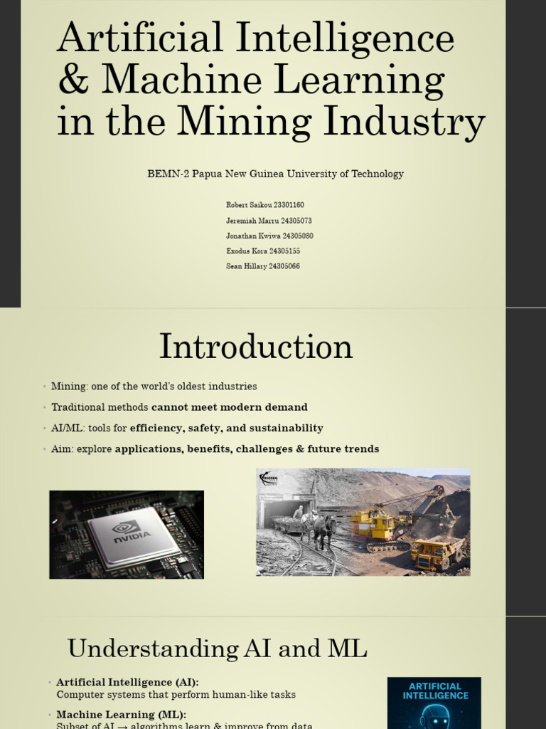 AI & ML in Mining Industries - Presentation | PDF | Artificial ...
