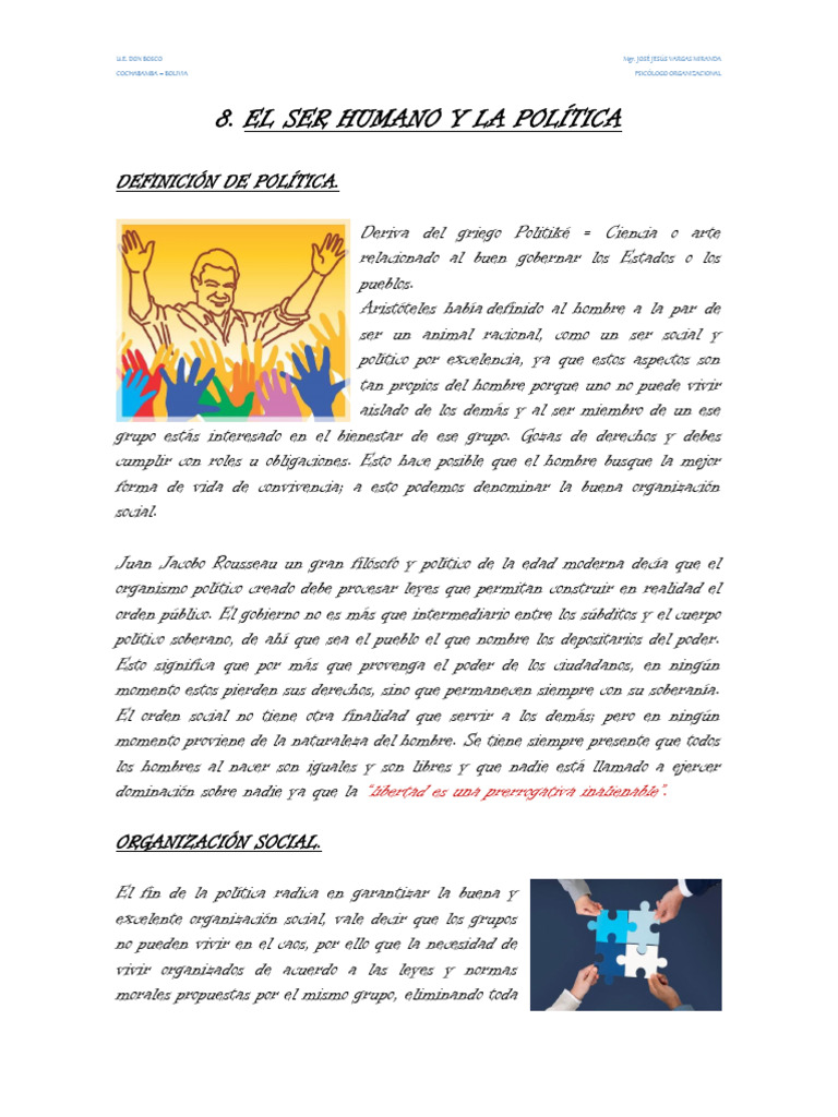 TEMA 8 EL SER HUMANO Y LA POLÍTICA | PDF | Ideologías | Ciencias Políticas