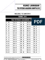 Kunci Jawaban Tpa SNMPTN 2012 (Selasa 12 Juni 2012