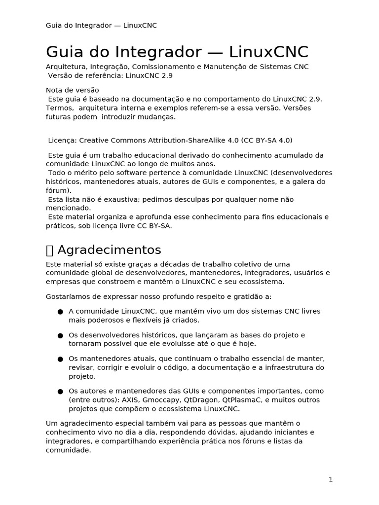 Guia Do Integrador - LinuxCNC Rev2 | PDF | Licença Creative Commons ...