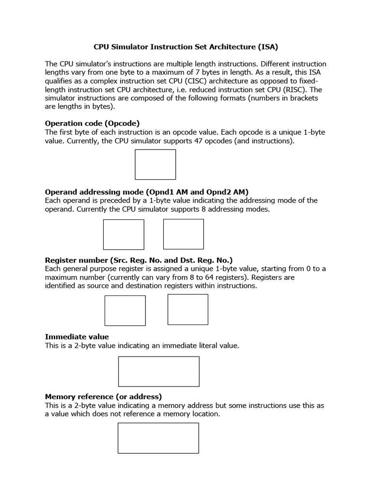 Cpu Simulator Instruction Set Architecture | PDF | Computer Hardware ...