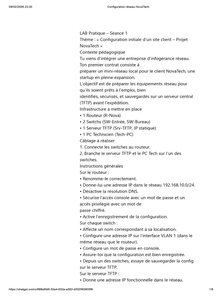 Configuration Réseau NovaTech | PDF | Adresse IP | Serveur (Informatique)