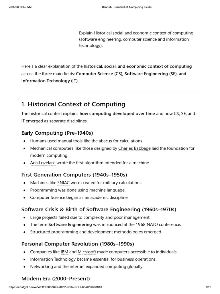 Context of Computing Fields | PDF | Computer Science | Computing