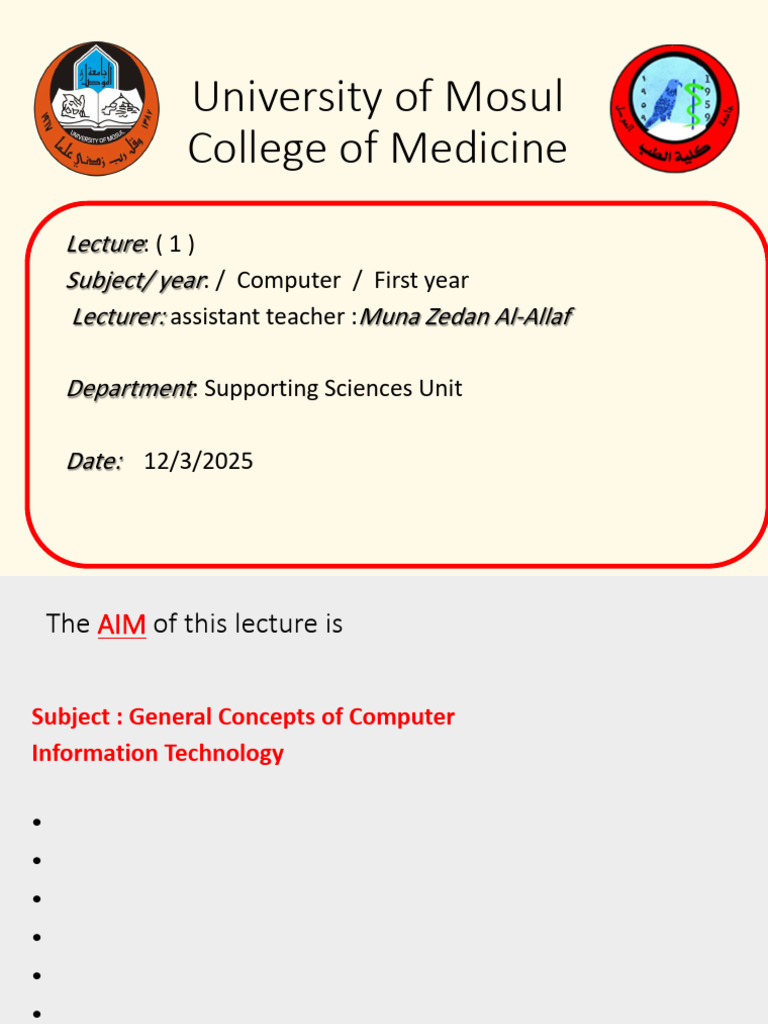 1-Information Technology Lec 1 CMUM | PDF | Computer Hardware ...