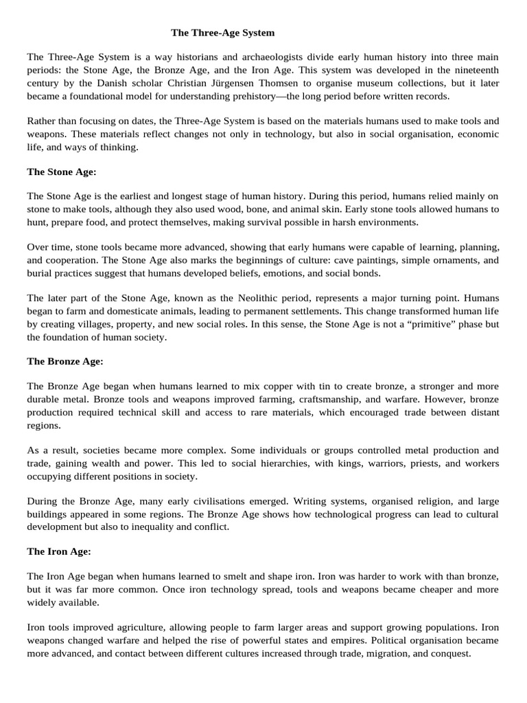 The Three Age System | PDF | Stone Age | Bronze Age