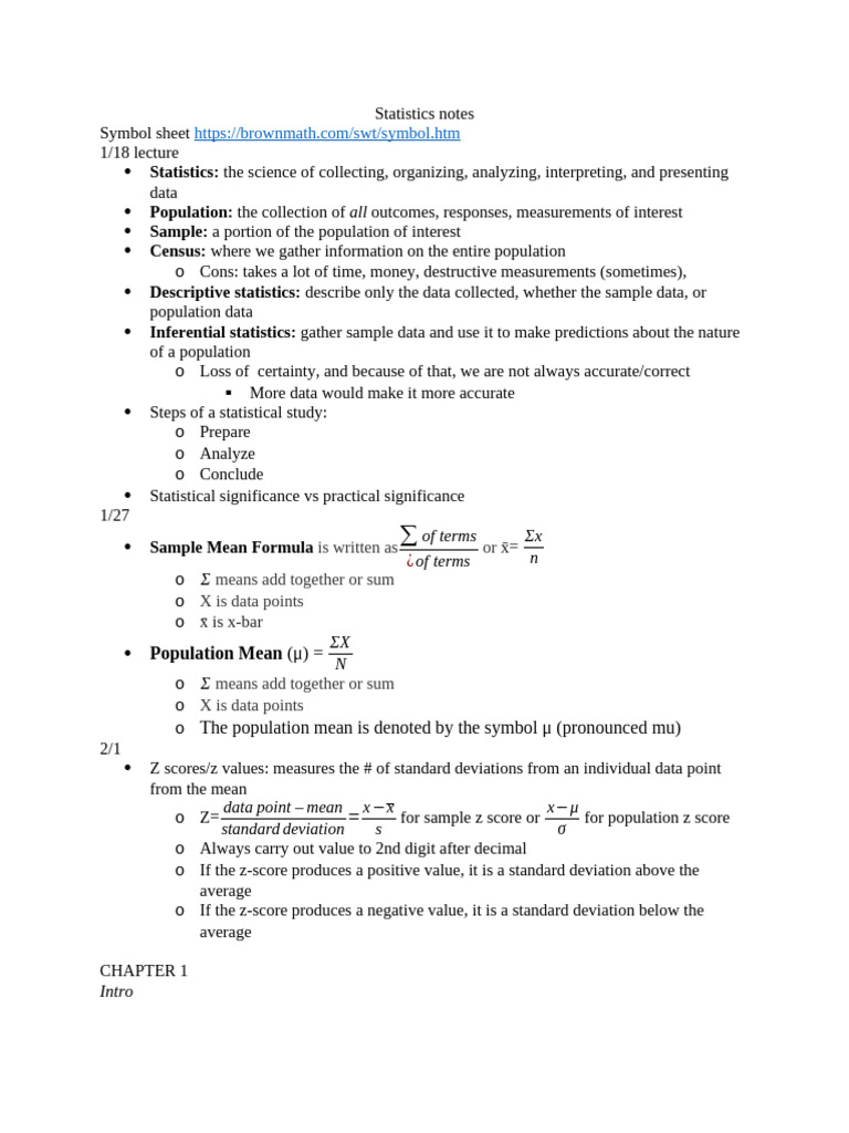 Statistics Notes Chapters 1-3 | PDF | Standard Deviation | Coefficient ...