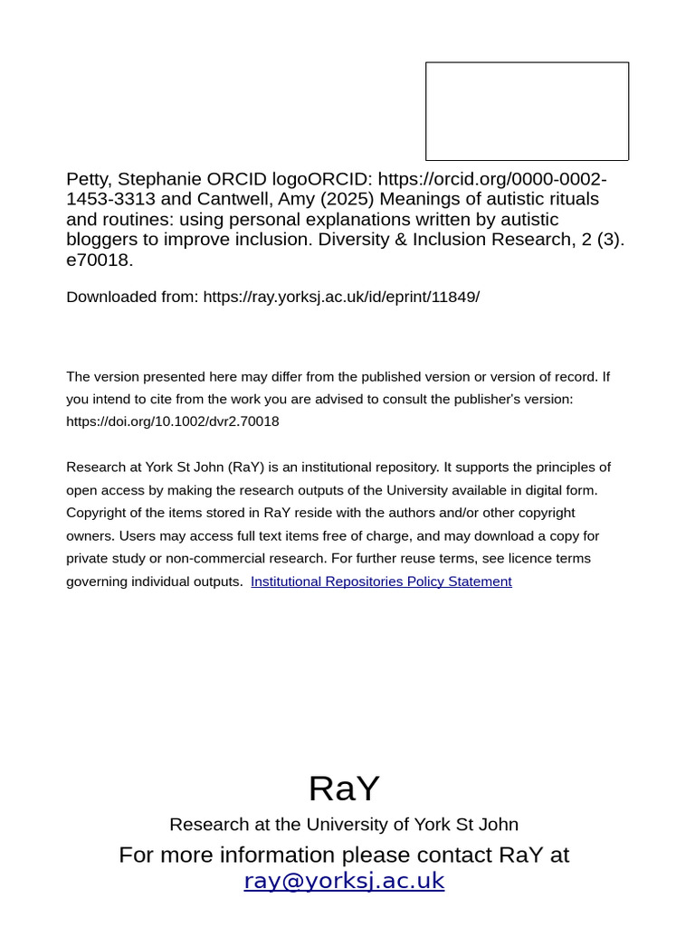 Diversity Inclusion Research - 2025 - Petty - Meanings of Autistic ...