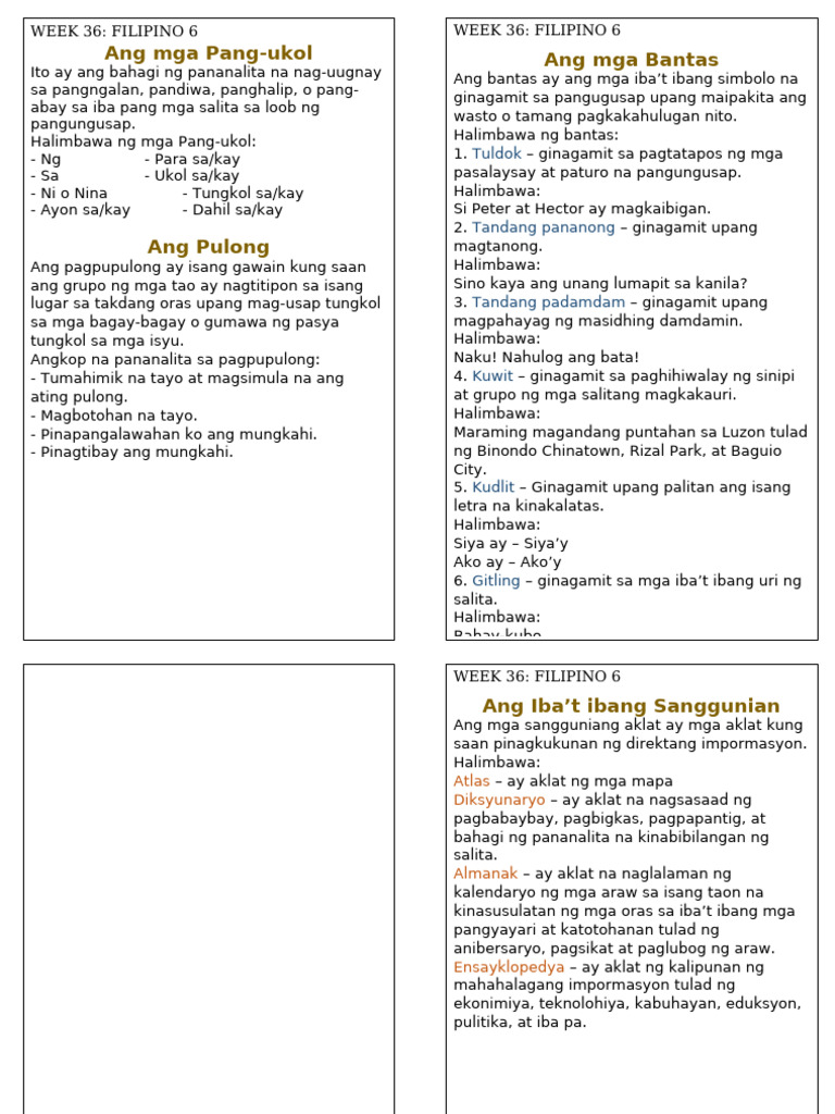 Week 36 - Filipino | PDF