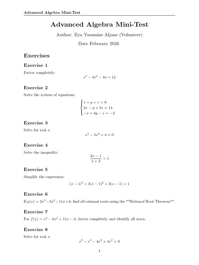 Normal Algebra Exercices | PDF | Quadratic Equation | Equations