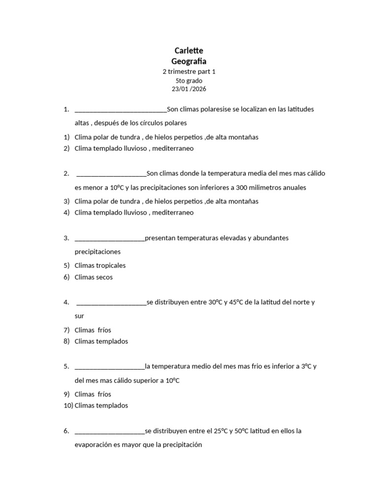 Carlette Geografia 2 Trimestre Part 1 | PDF