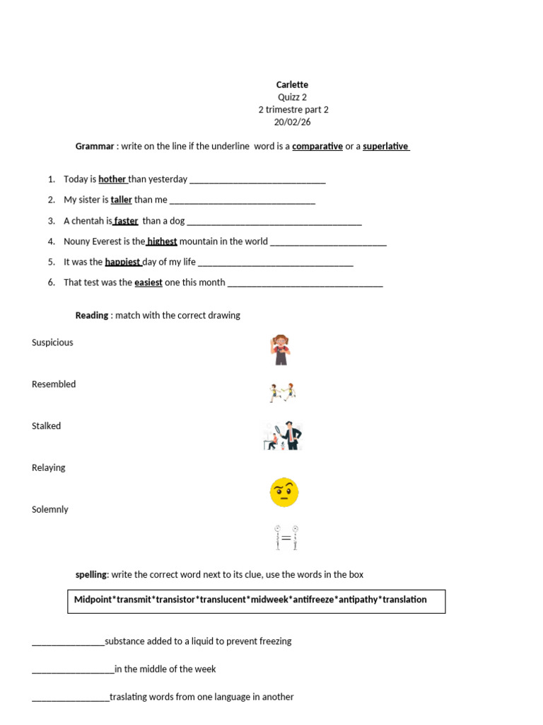 Carlette Quizz 2 Trimestre 2 Part 2 | PDF | Astronomy | Physical Sciences