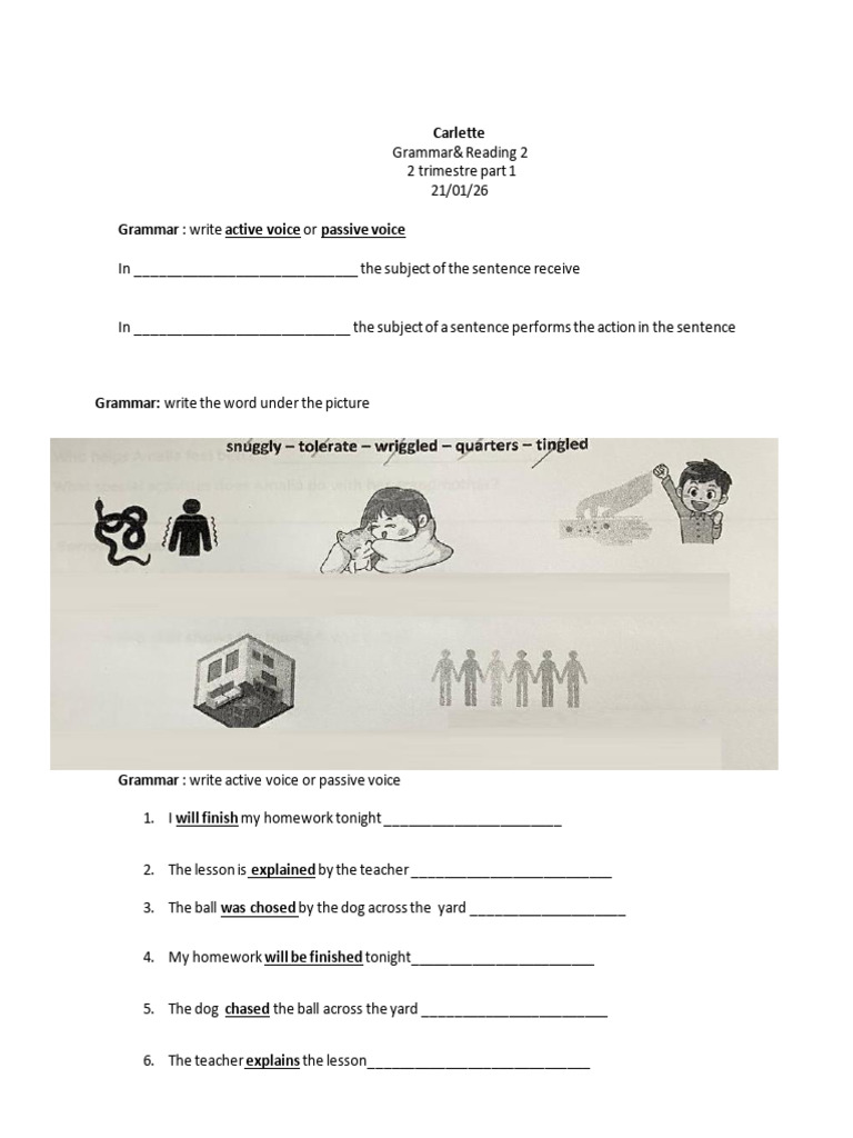 Carlette Reading & Grammar 2 Trimestre 2 Part 1 - 2 | PDF | Pronoun ...