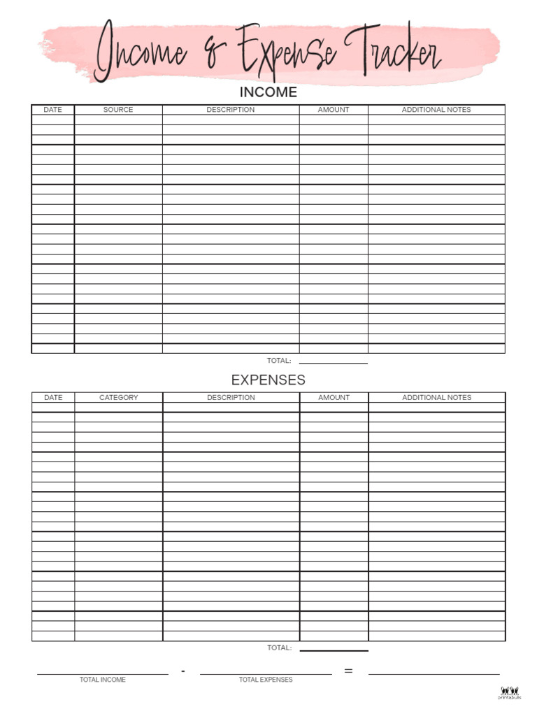 Printable Income and Expense Tracker 10 | PDF