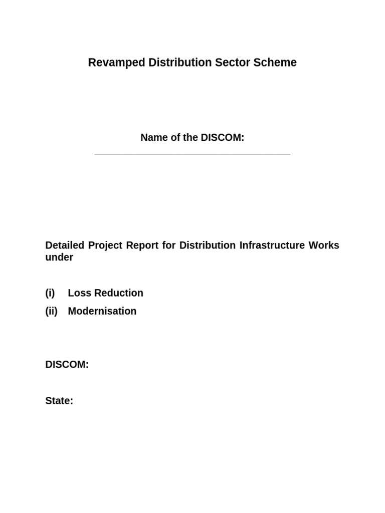 DPR Template (Infra Works) - RDSS | PDF