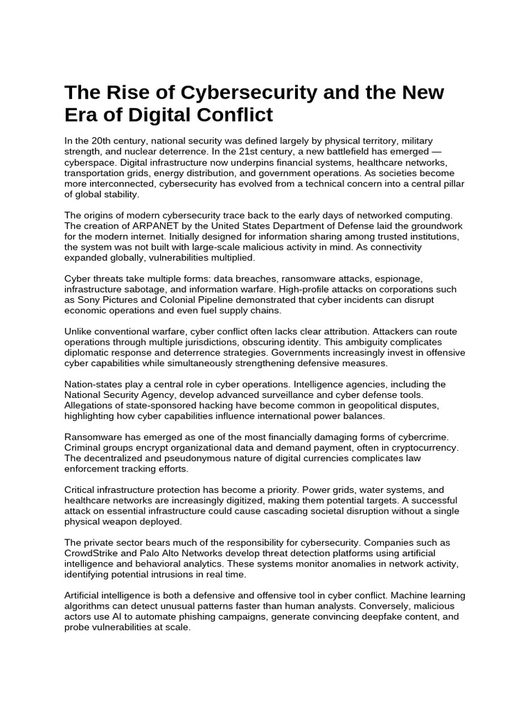 The Rise of Cybersecurity and The New Era of Digital Conflict | PDF ...