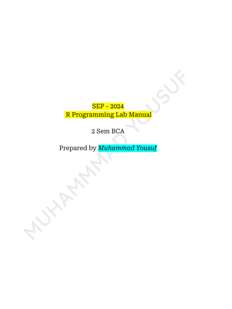 Lab Manual R Prog (Final) SEP+NEP | PDF | Control Flow | Matrix ...
