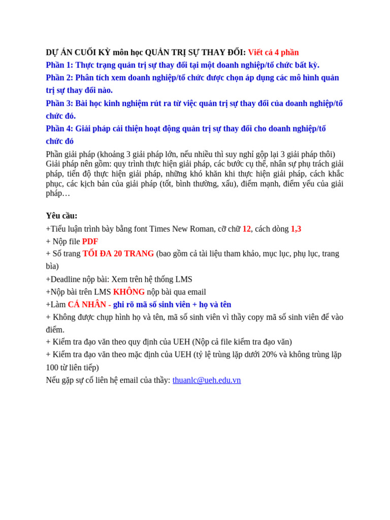 De Thi Cuoi Ky - QTSTD - Du An - 2026 02 | PDF