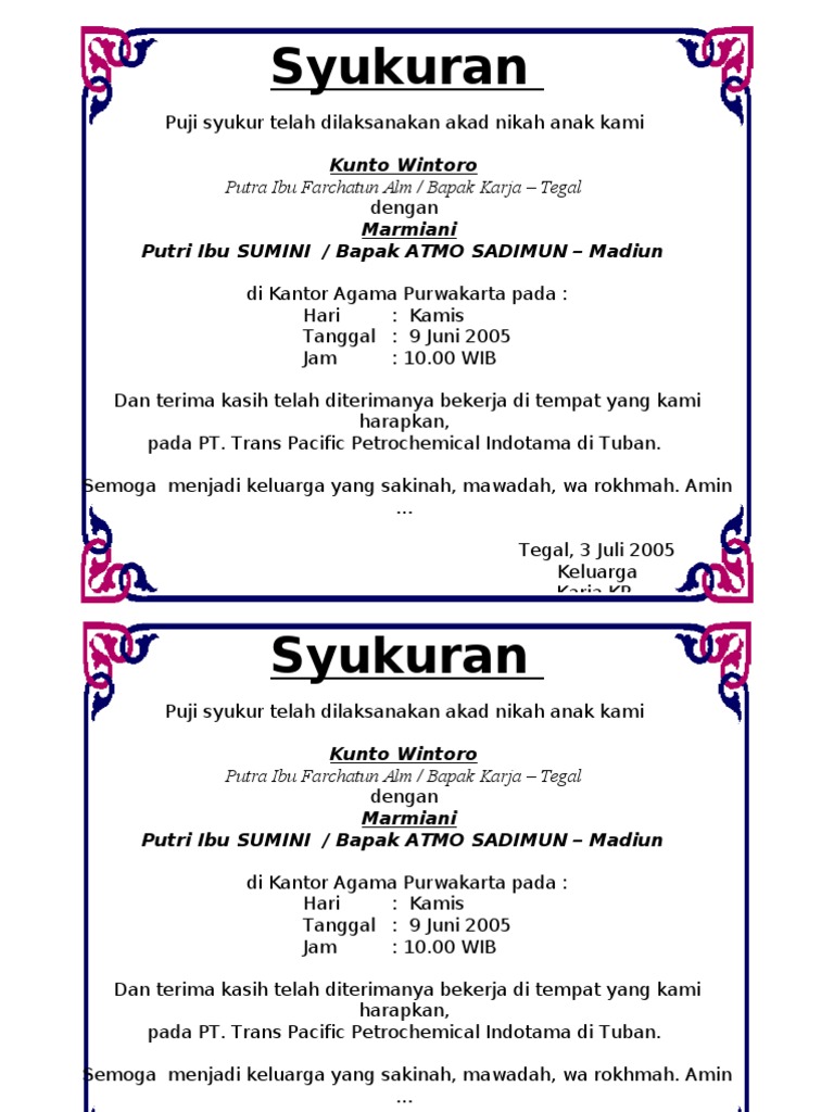 Berkat Syukuran Nikah 2 Kotak