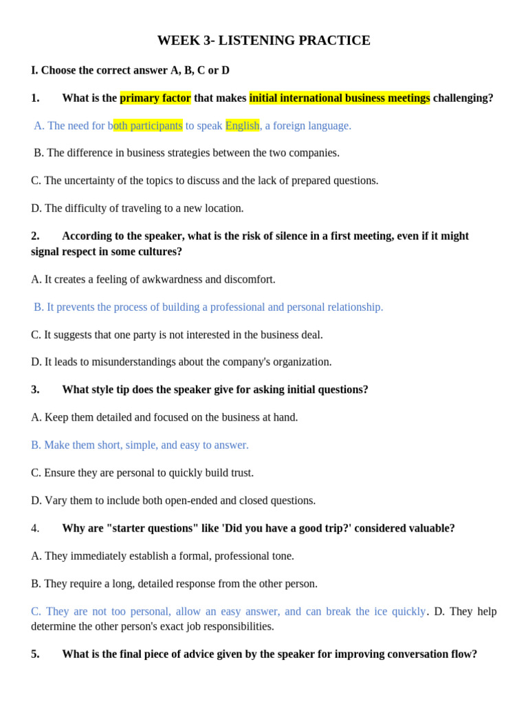 Homework - Listening Practice | PDF | Communication | Human Communication