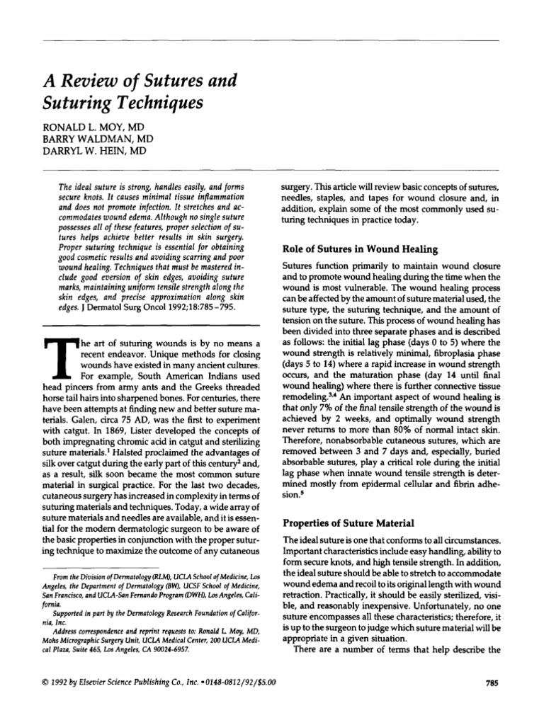 A Review of Sutures and Suturing Techniques | PDF | Surgical Suture | Wound