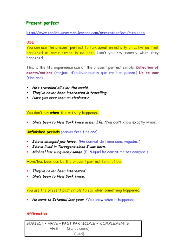 Present Perfect: For and Since Usage | PDF | Style (Fiction) | Grammar