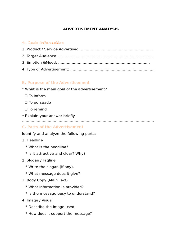 Advertisement Analysis | PDF