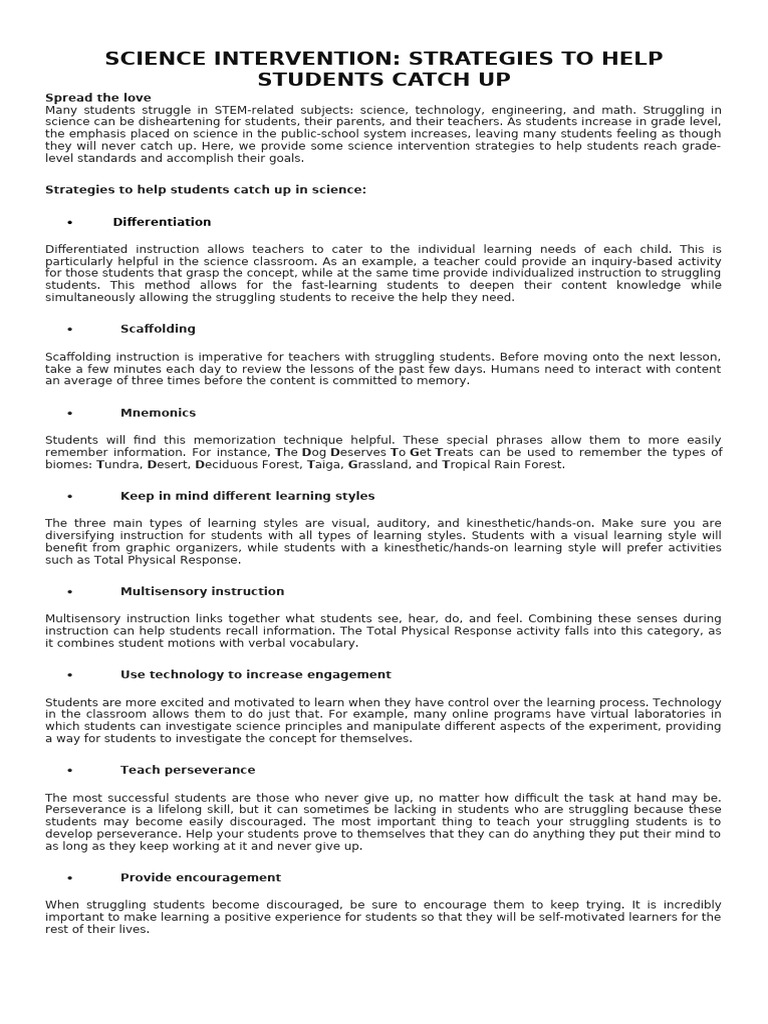 Science Intervention Sir Emy Inset 2022 | PDF | Learning Styles | Learning