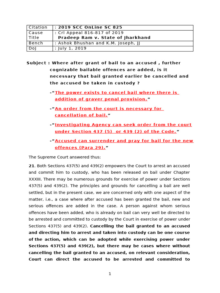 Si1626666545Cancellation of Bail | PDF | Bail | Arrest
