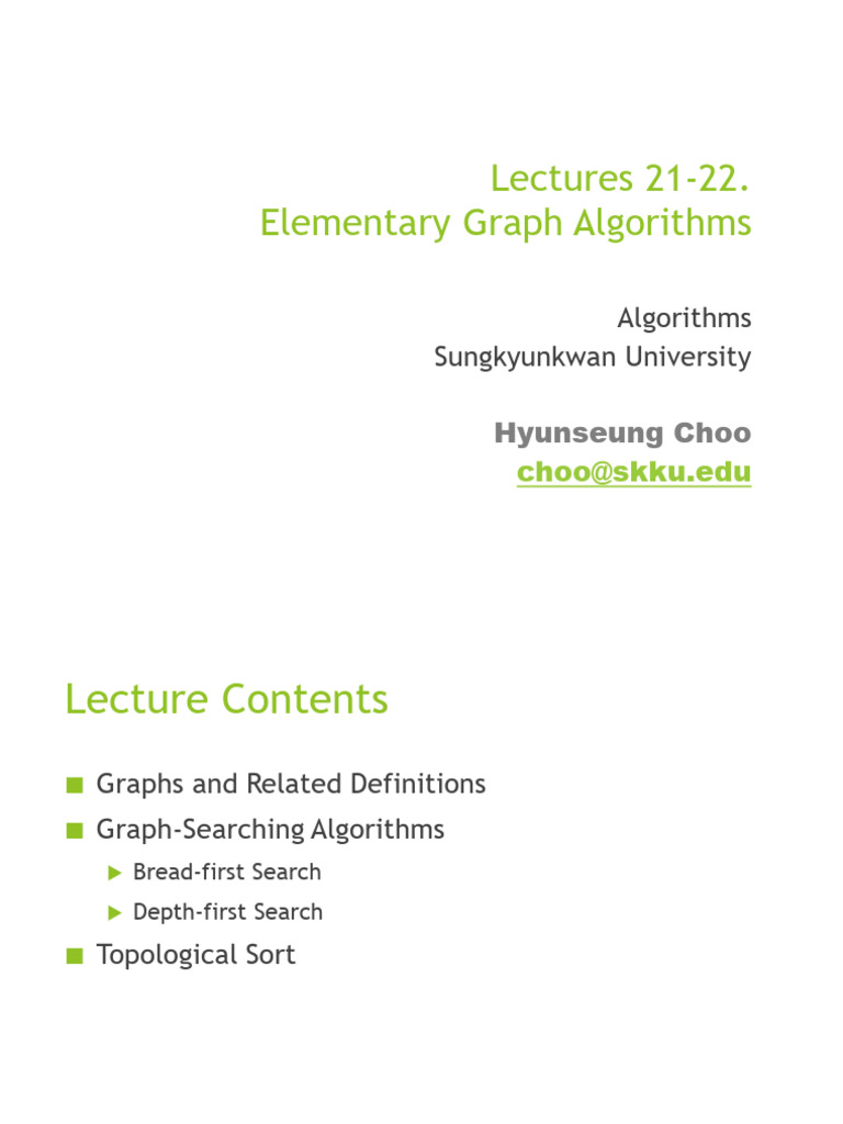 Lecture 21-22 - ElementaryGraphAlgorithms | PDF | Computational ...