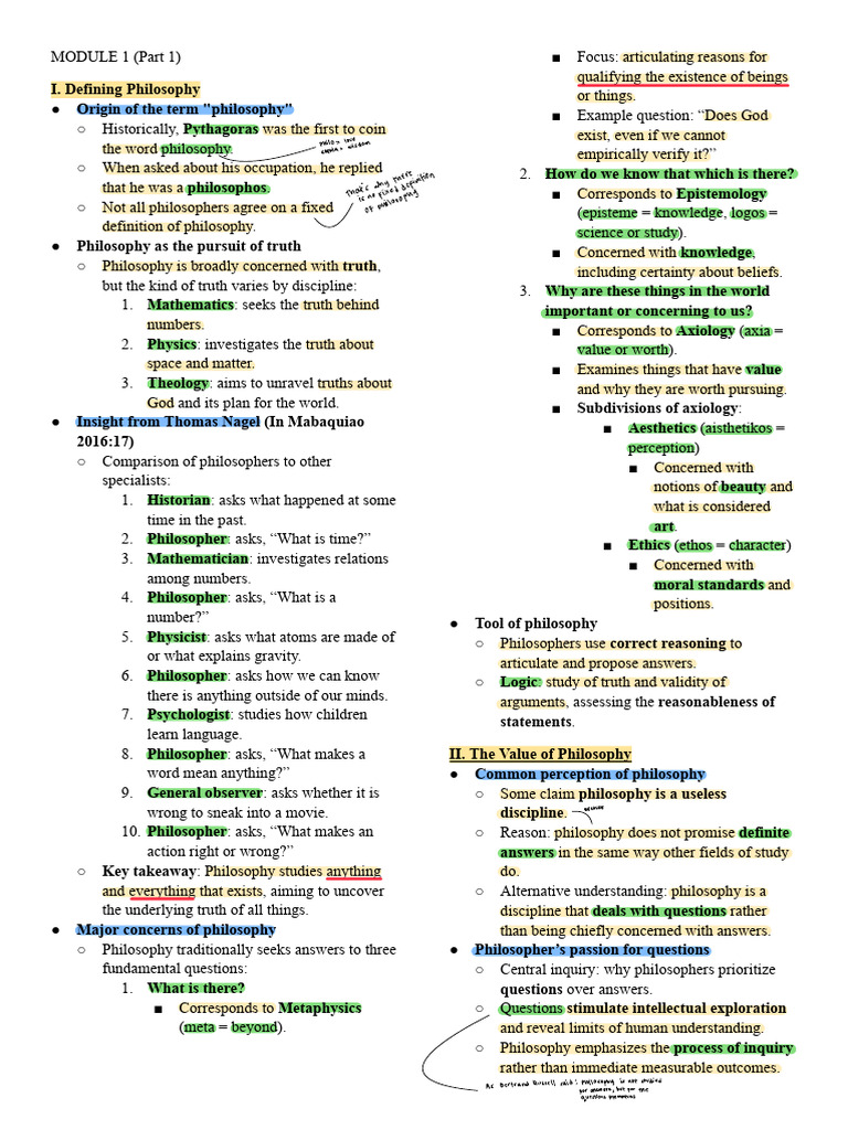Ethics 1 (Module 1-4) Reviewer PDF | PDF | Reason | Mind