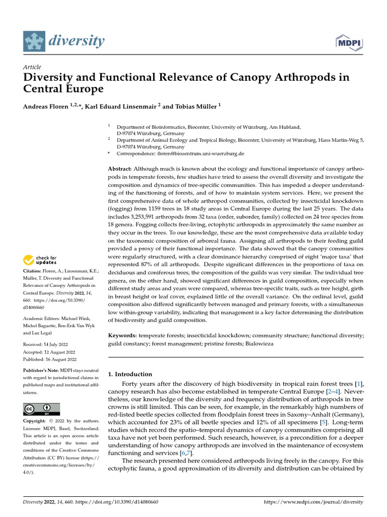 Diversity 14 00660 | PDF | Forests | Biodiversity