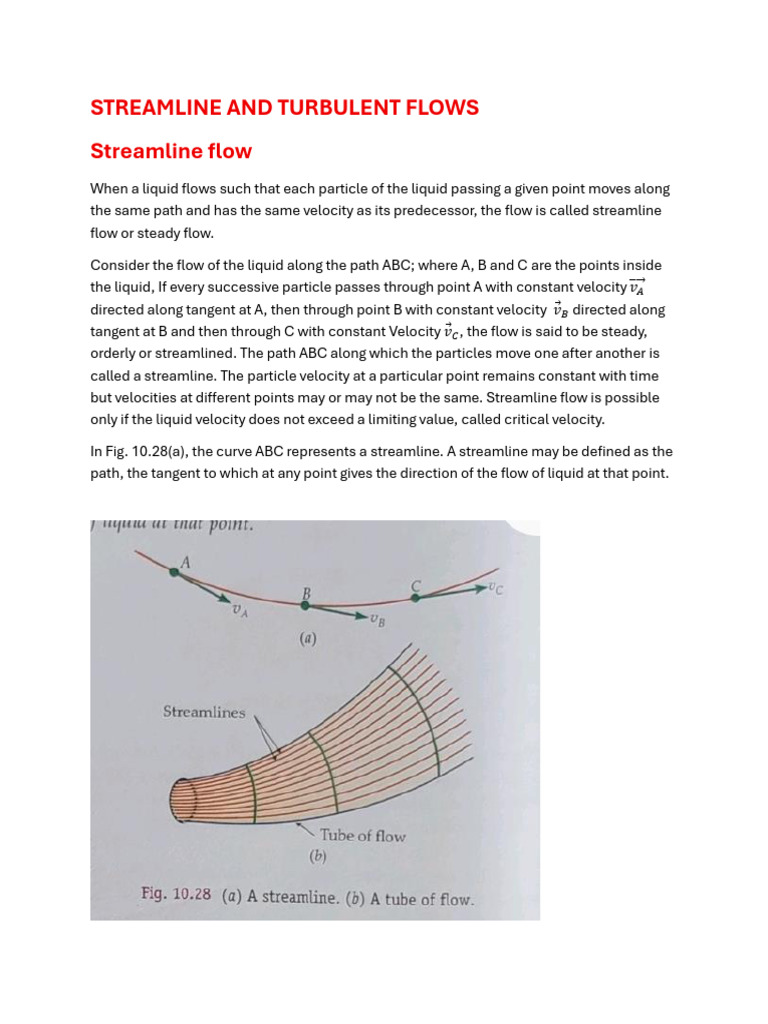 Stream Line and Turbulent Flow | PDF | Fluid Dynamics | Velocity