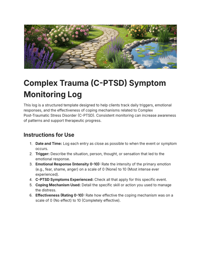 Complex Trauma (C-PTSD) Symptom Monitoring Log | PDF | Complex Post ...