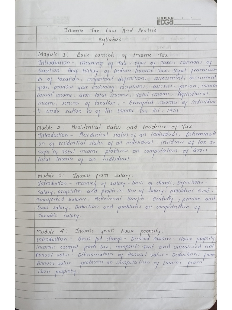 Income Tax Full Notes | PDF